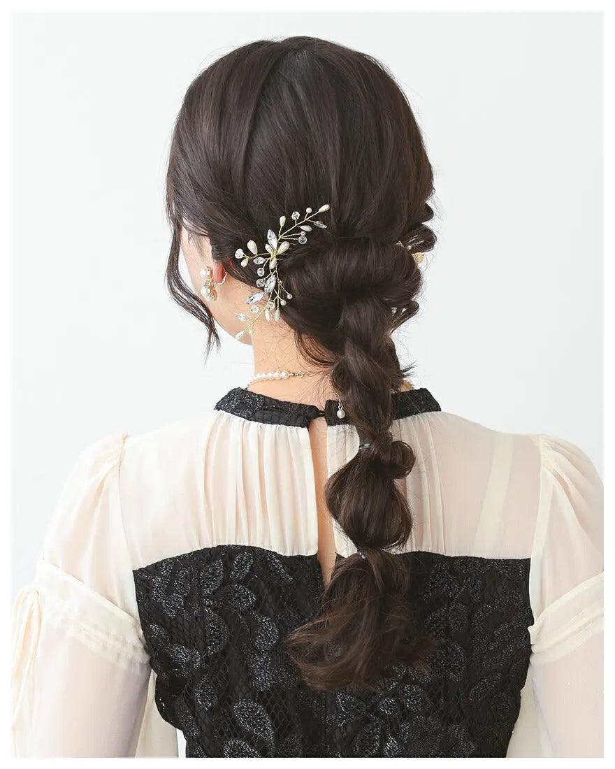 ヘアアクセサリー結婚式パールUピンアクセサリーヘアアクセサリーゲストパーティーヘアアクセゴールドお呼ばれ二次会