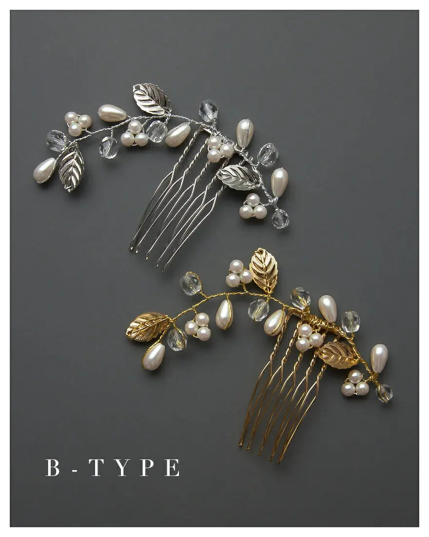 ヘアアクセサリー結婚式パールUピンアクセサリーヘアアクセサリーゲストパーティーヘアアクセゴールドお呼ばれ二次会