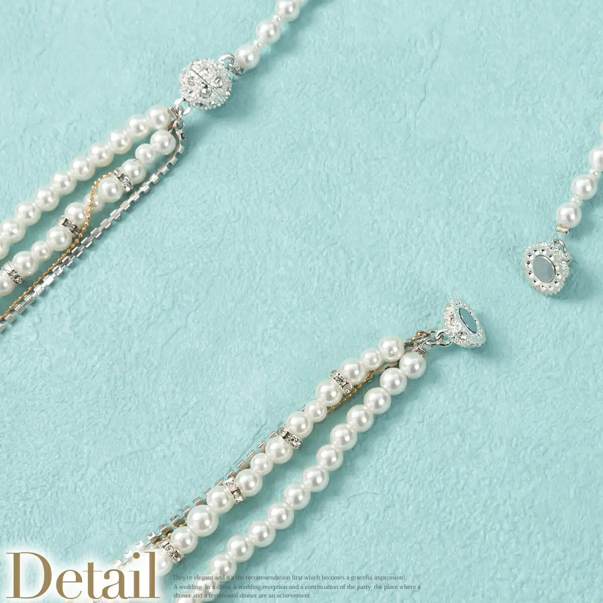 結婚式アクセサリーパールラインストーン二次会お呼ばれパーティーアクセ2連ネックレスパールネックレスロングパールネックレスロングネックレス2way