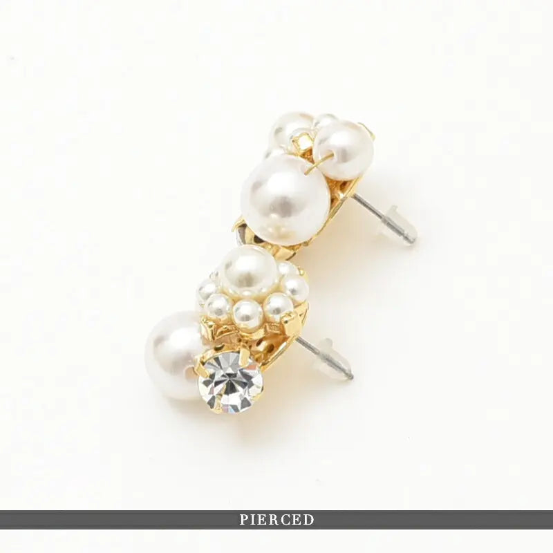 結婚式アクセサリーパールイヤリングピアスお出かけ二次会お呼ばれイミテーションパールクリスタルビジューパーティー