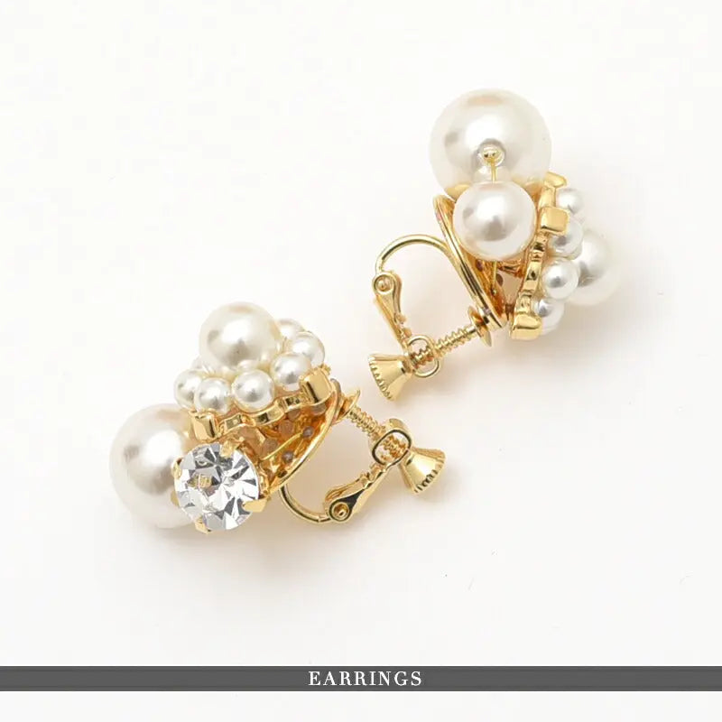 結婚式アクセサリーパールイヤリングピアスお出かけ二次会お呼ばれイミテーションパールクリスタルビジューパーティー