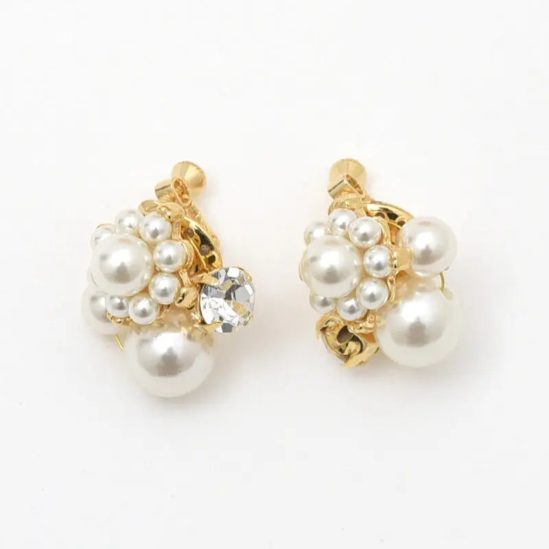 結婚式アクセサリーパールイヤリングピアスお出かけ二次会お呼ばれイミテーションパールクリスタルビジューパーティー