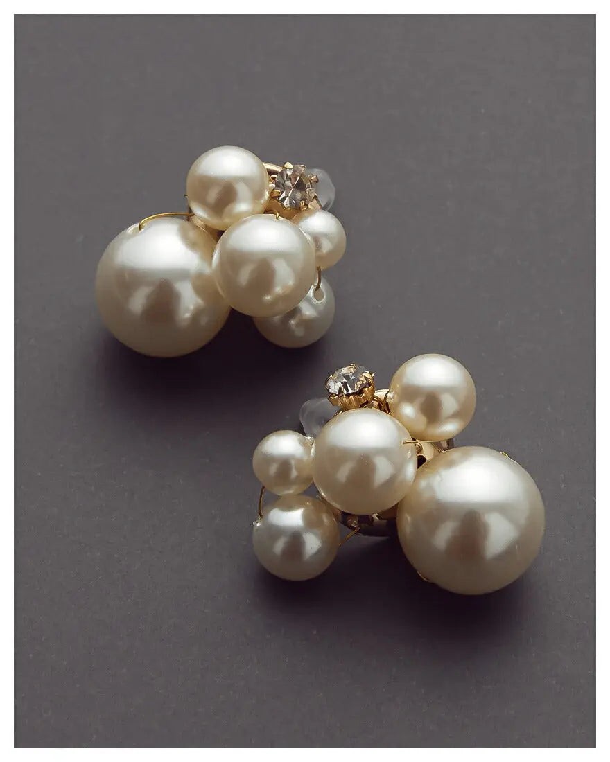 結婚式アクセサリーパールイヤリングピアスお出かけ二次会お呼ばれイミテーションパールクリスタルビジューパーティー