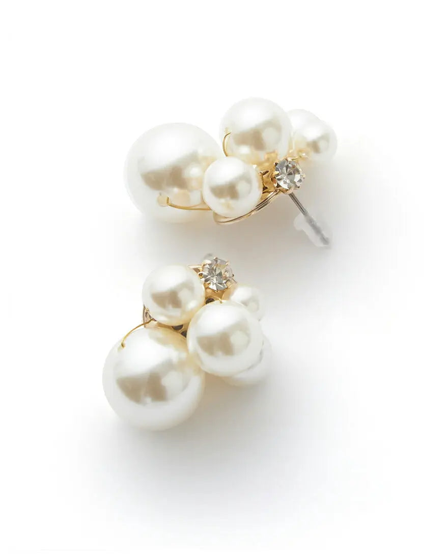 結婚式アクセサリーパールイヤリングピアスお出かけ二次会お呼ばれイミテーションパールクリスタルビジューパーティー