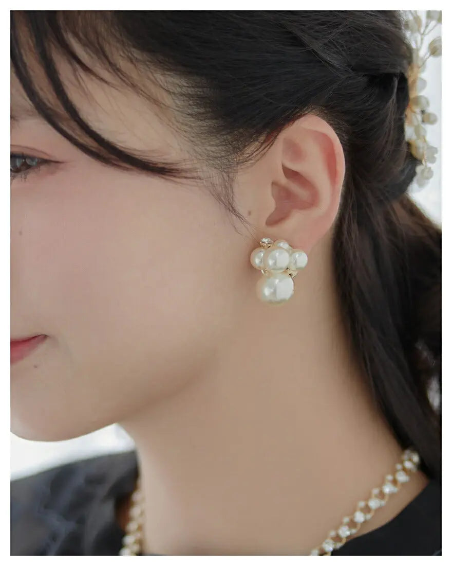 結婚式アクセサリーパールイヤリングピアスお出かけ二次会お呼ばれイミテーションパールクリスタルビジューパーティー
