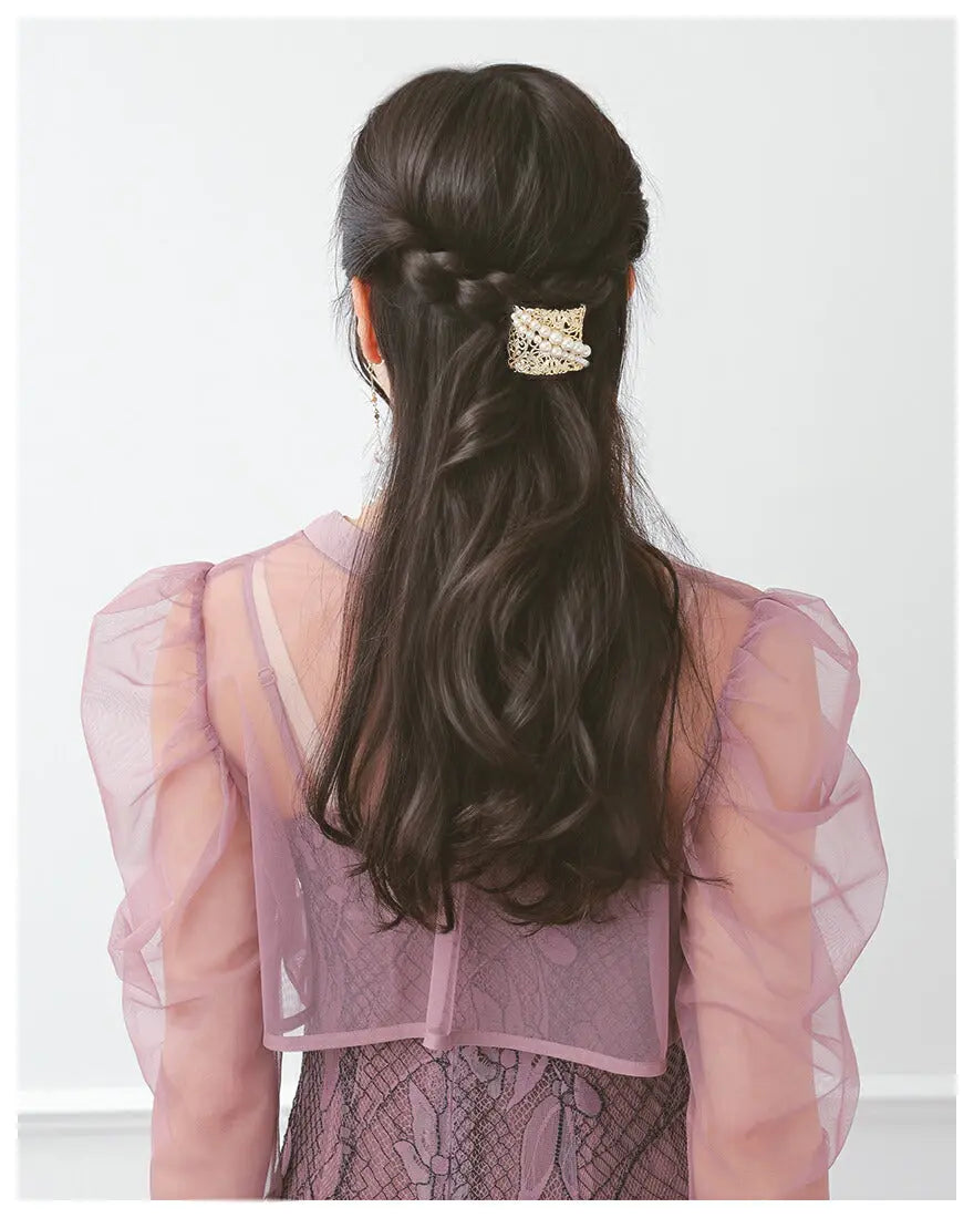 ヘアカフポニーフック結婚式ヘアアクセサリーパールヘアーカフウェディングヘアーアクセサリーお呼ばれゲストヘアピンパーティーヘアアクセ浴衣着物和装花嫁髪飾り二次会