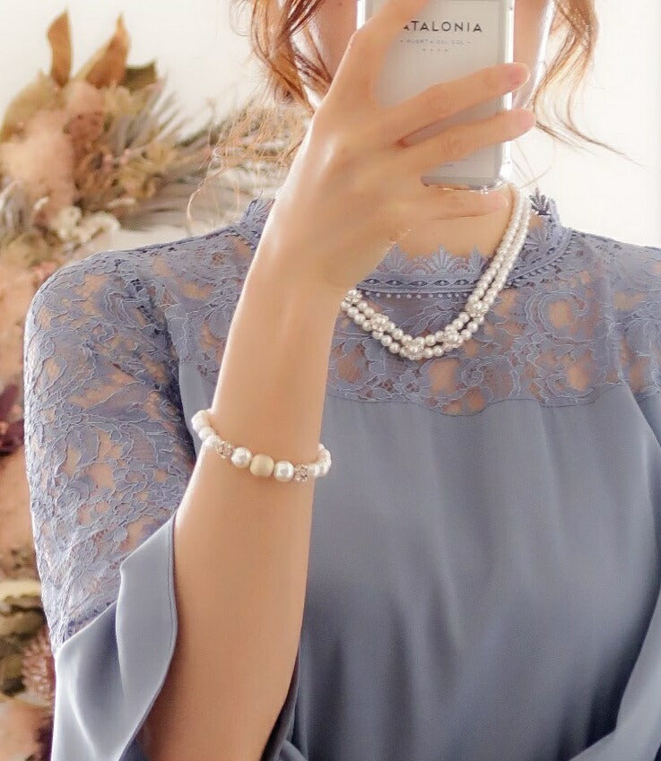 結婚式ネックレスお呼ばれアクセサリーセット可能パーティーパールパールネックレス3WAY