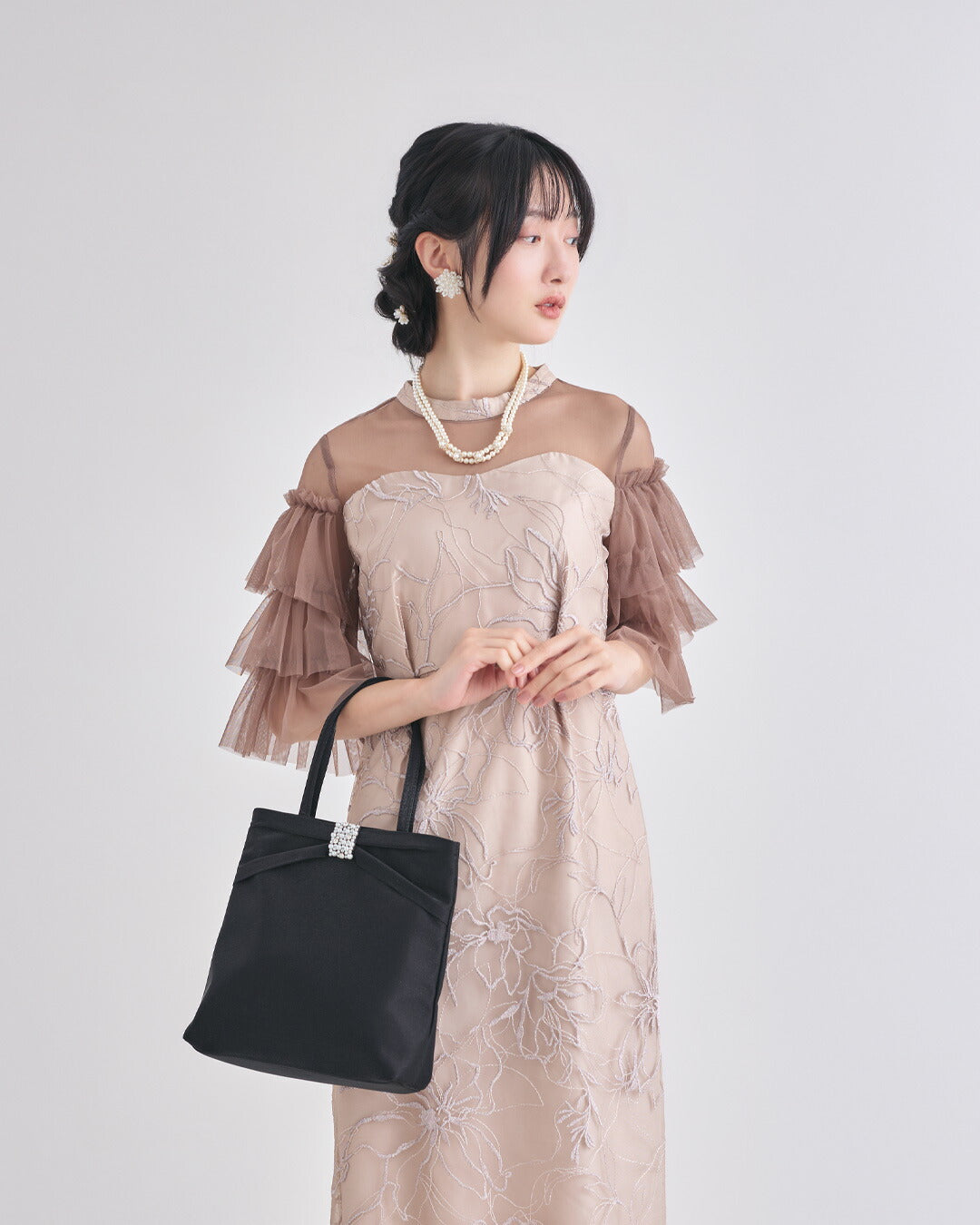 結婚式ネックレスお呼ばれアクセサリーセット可能パーティーパールパールネックレス3WAY