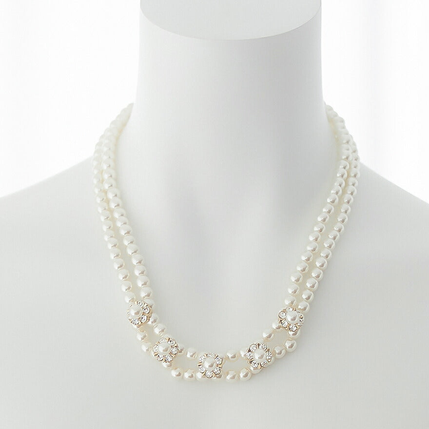 結婚式ネックレスお呼ばれアクセサリーセット可能パーティーパールパールネックレス3WAY
