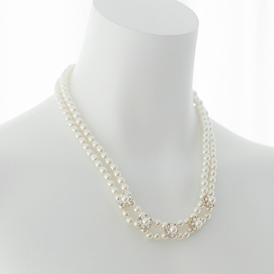 結婚式ネックレスお呼ばれアクセサリーセット可能パーティーパールパールネックレス3WAY