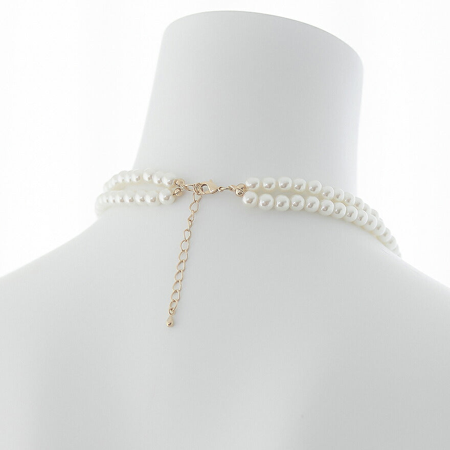 結婚式ネックレスお呼ばれアクセサリーセット可能パーティーパールパールネックレス3WAY