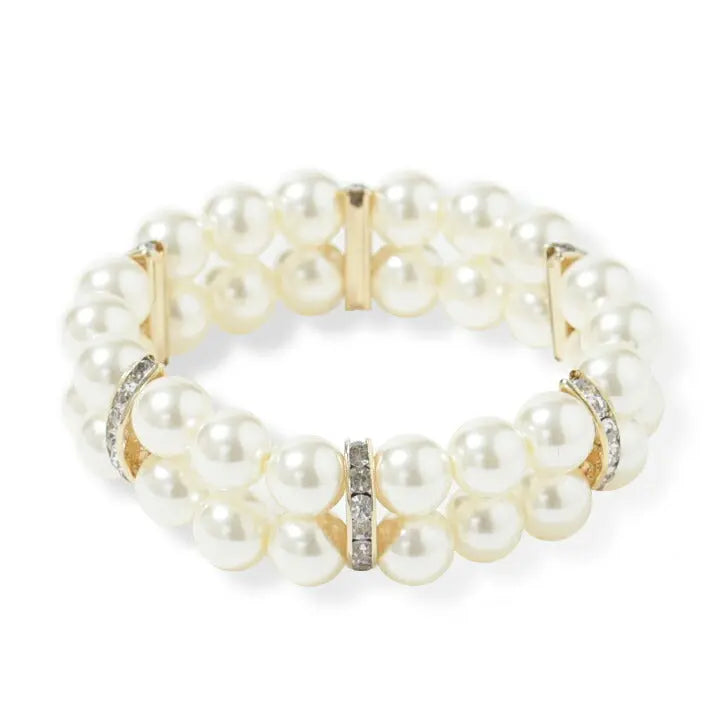 ブレスレット結婚式お呼ばれパーティアクセサリー秋冬パール2連