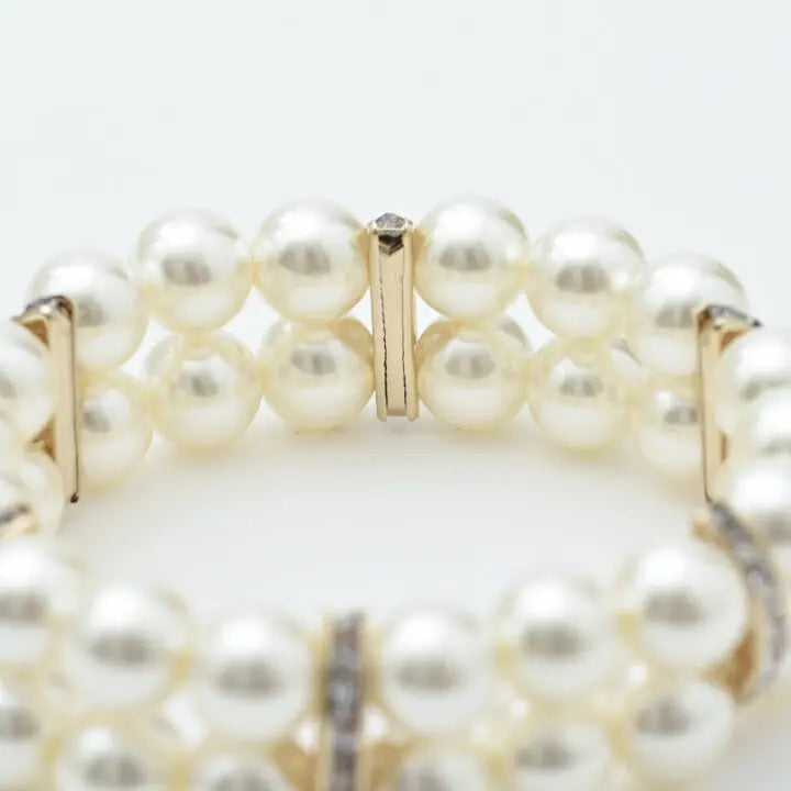 ブレスレット結婚式お呼ばれパーティアクセサリー秋冬パール2連