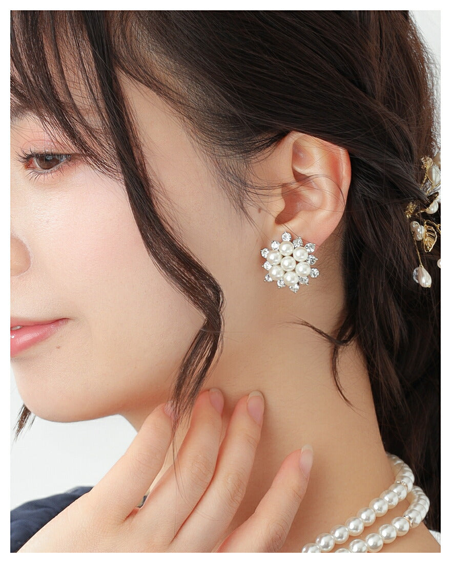 アクセサリー 結婚式 ピアス/イヤリング パール パーティー ゴージャス 粒パール レディース フォーマル 5.5mm ウェディング シンプル ボリューム パールイヤリング