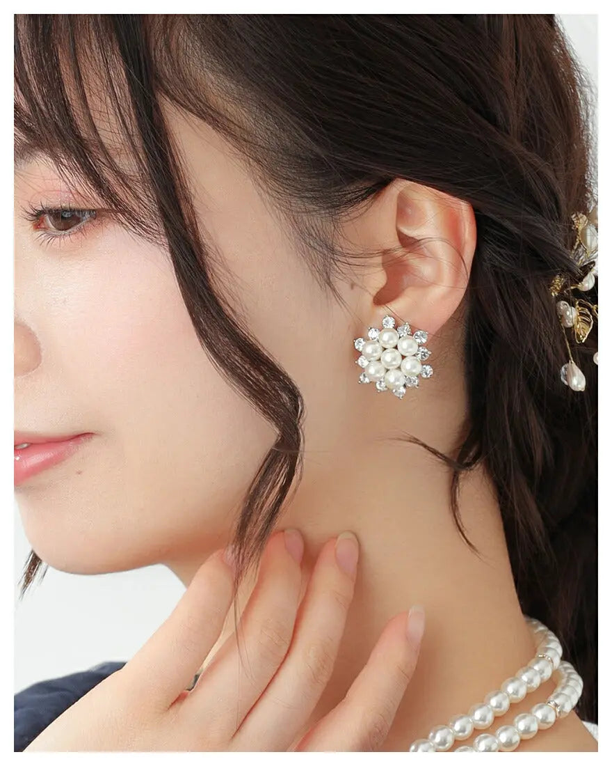 アクセサリー結婚式ピアス/イヤリングパールパーティーゴージャス粒パールレディースフォーマル5.5mmウェディングシンプルボリュームパールイヤリング