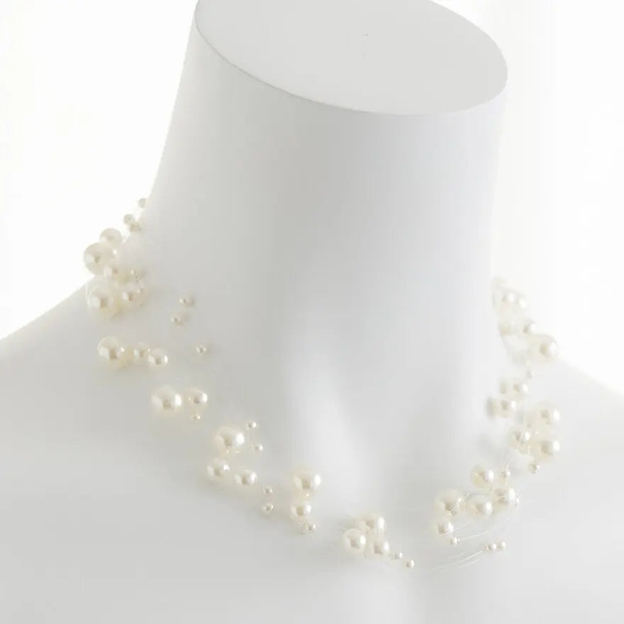 結婚式ネックレスお呼ばれアクセサリーセット可能パーティーパールパールネックレス3WAY