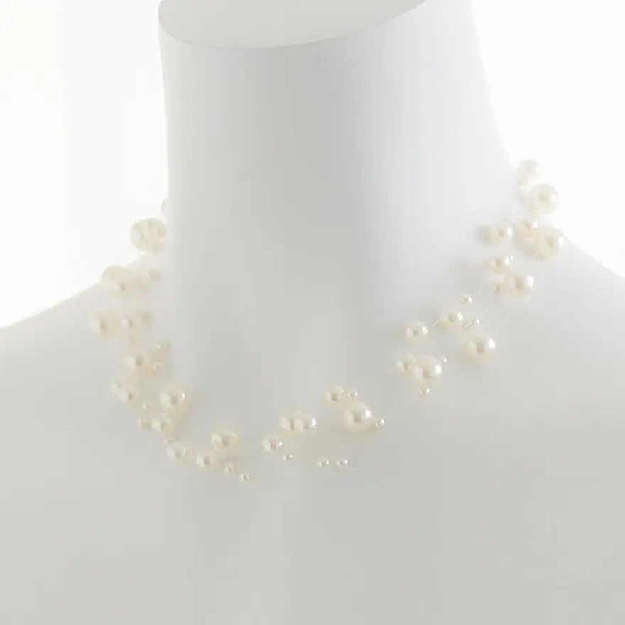 結婚式ネックレスお呼ばれアクセサリーセット可能パーティーパールパールネックレス3WAY