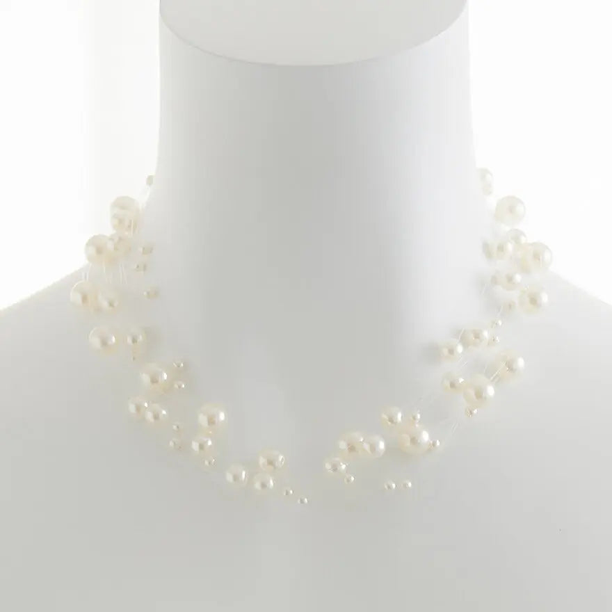 結婚式ネックレスお呼ばれアクセサリーセット可能パーティーパールパールネックレス3WAY