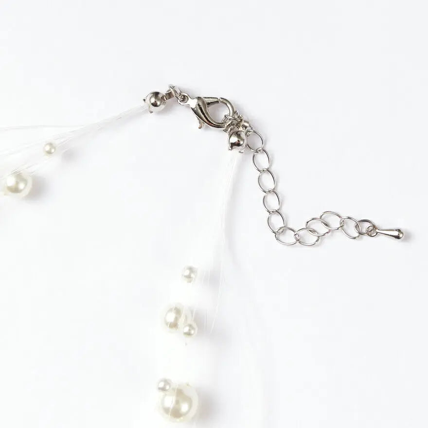 結婚式ネックレスお呼ばれアクセサリーセット可能パーティーパールパールネックレス3WAY