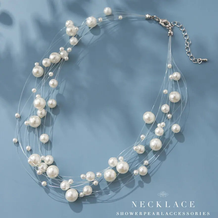 結婚式ネックレスお呼ばれアクセサリーセット可能パーティーパールパールネックレス3WAY