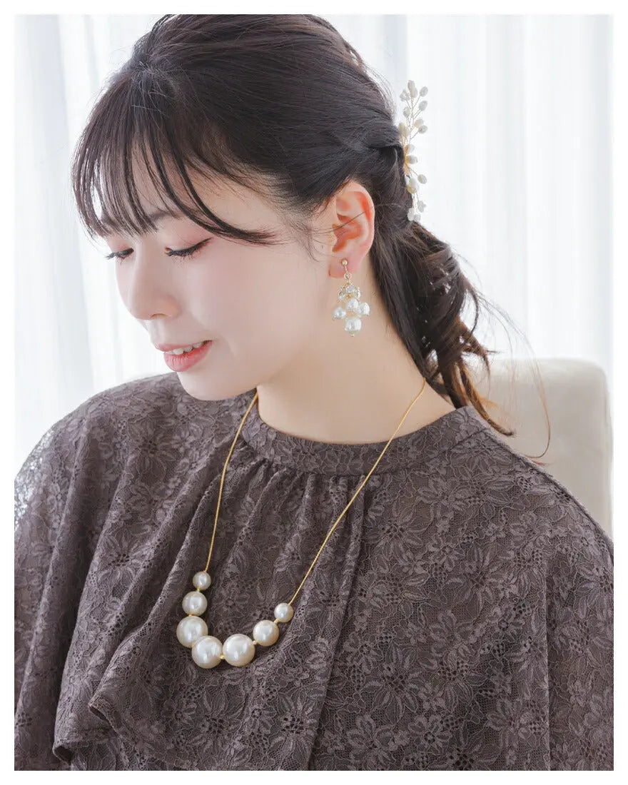 結婚式ネックレスお呼ばれアクセサリーセット可能パーティーパールパールネックレス