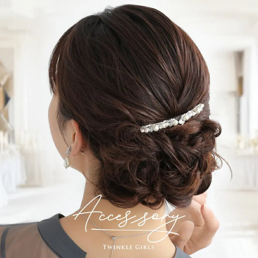 ヘアアクセサリー結婚式パールUピンアクセサリーヘアアクセサリーゲストパーティーヘアアクセゴールドお呼ばれ二次会