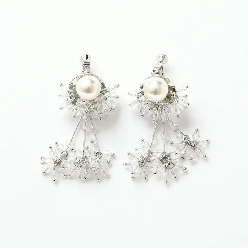 イヤリング 結婚式 パール アクセサリー パーティー レディース ミニクリアタッセルイヤリング 耳飾り ミディアム 1連パール フォーマル ウェディング シンプル ボリューム 二次会 謝恩会 お呼ばれ 披露宴 パーティードレス通販TwinkleGIrls