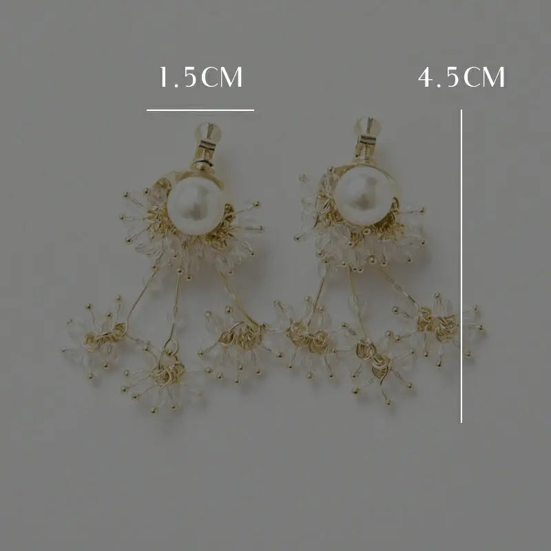 イヤリング結婚式パールアクセサリーパーティーレディースミニクリアタッセルイヤリング耳飾りミディアム1連パールフォーマルウェディングシンプルボリューム二次会謝恩会お呼ばれ披露宴