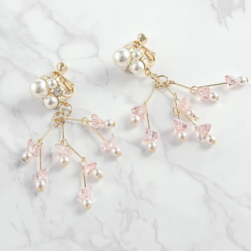 結婚式アクセサリーイヤリングパーティーパール小枝ジグザグレディース耳飾りフォーマルお呼ばれ