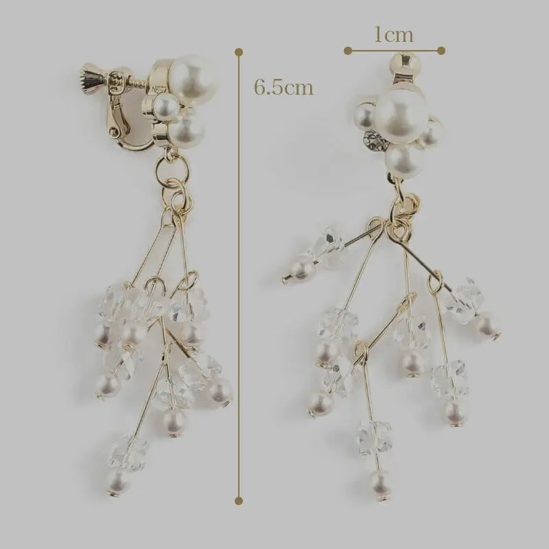 結婚式アクセサリーイヤリングパーティーパール小枝ジグザグレディース耳飾りフォーマルお呼ばれ