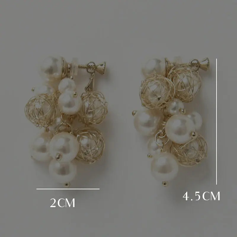 イヤリングピアス結婚式パールアクセサリーパーティーレディースルピナスイヤリング耳飾りミディアム複連パールフォーマルウェディングシンプルボリューム二次会謝恩会お呼ばれ披露宴