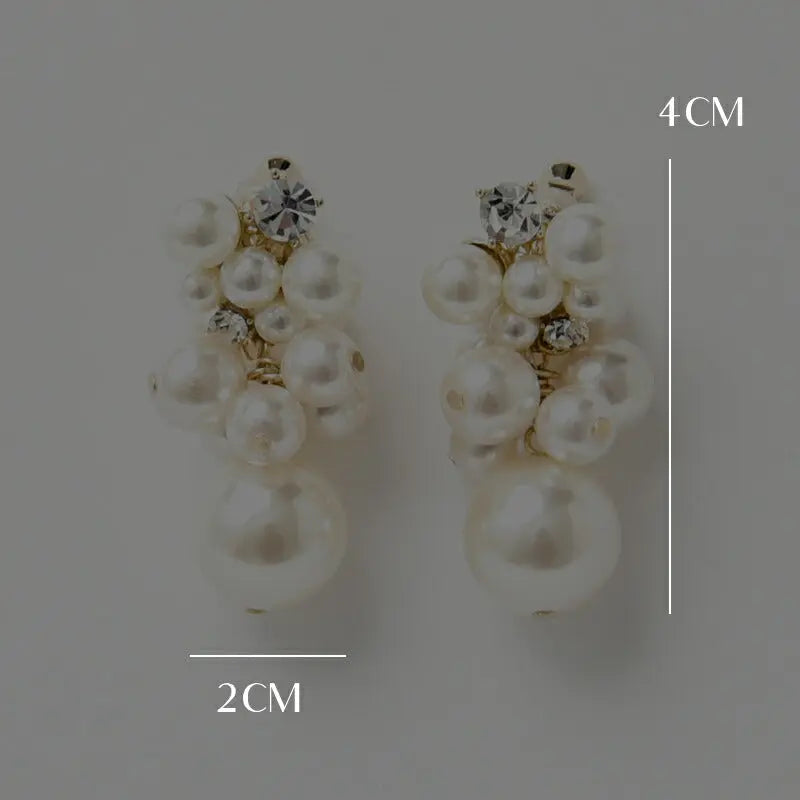 イヤリングピアス結婚式パールアクセサリーパーティーレディースミュゲイヤリング耳飾りミディアム複連パールフォーマルウェディングシンプルボリューム二次会謝恩会お呼ばれ披露宴