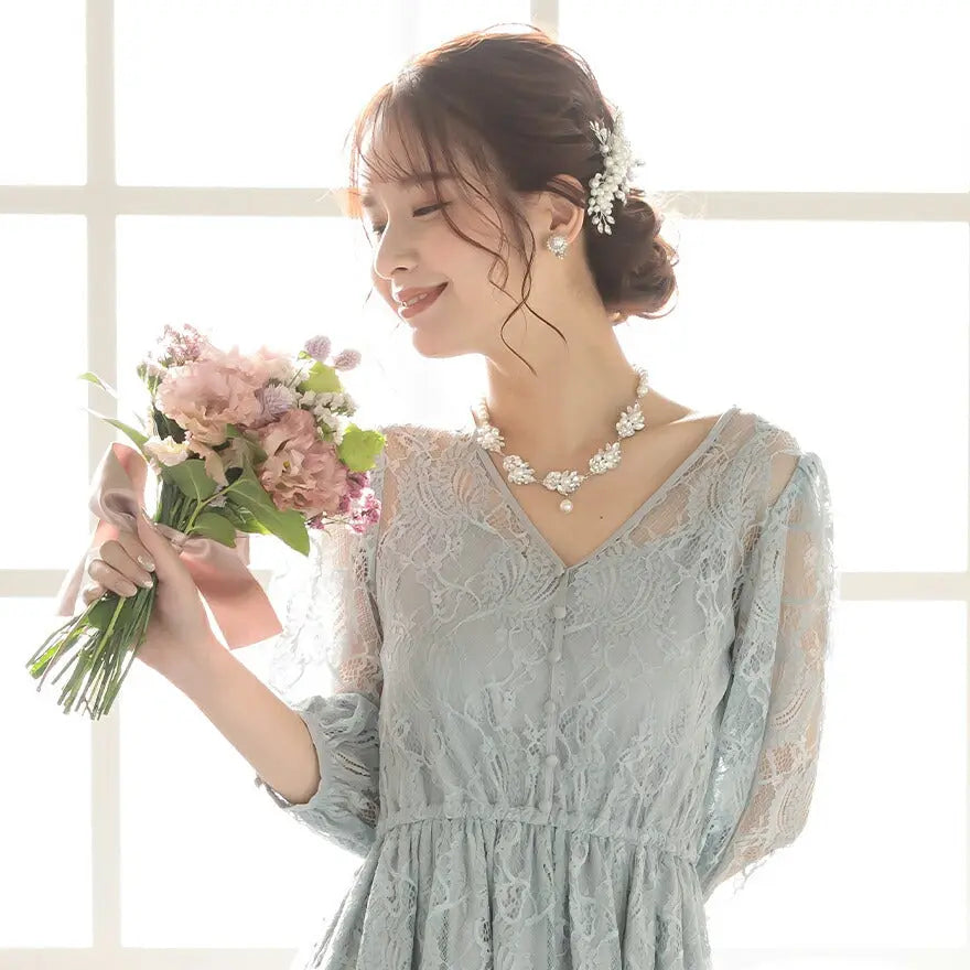 結婚式ネックレスお呼ばれアクセサリーセット可能パーティーパールパールネックレス