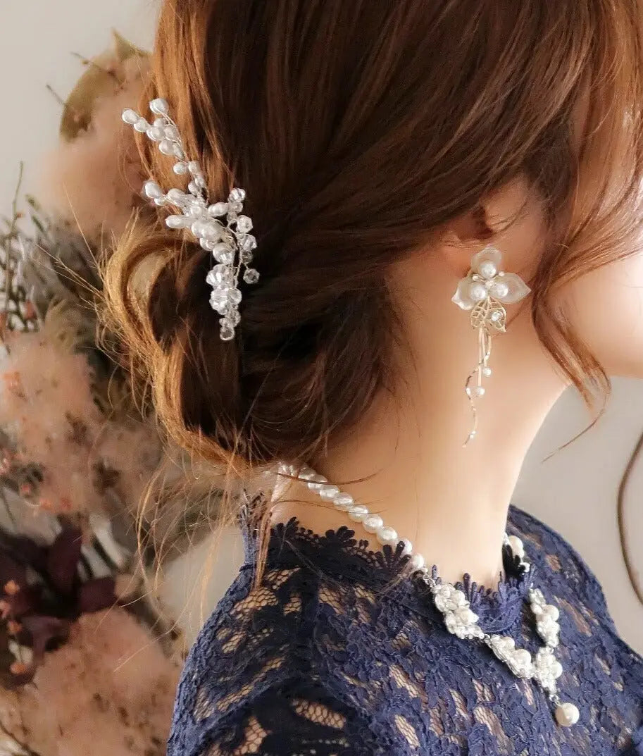 結婚式ネックレスお呼ばれアクセサリーセット可能パーティーパールパールネックレス3WAY