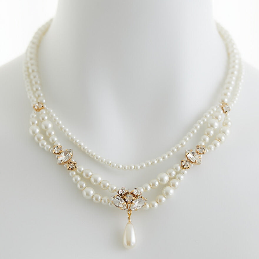 結婚式ネックレスティアドロップネックレス★パーティー用アクセサリー★パーティドレス、お呼ばれ結婚式の服装に、二次会、謝恩会や.パーティードレス、ドレスワンピースなどのお呼ばれ服にNecklaceSale！アクセサリネックレスパール