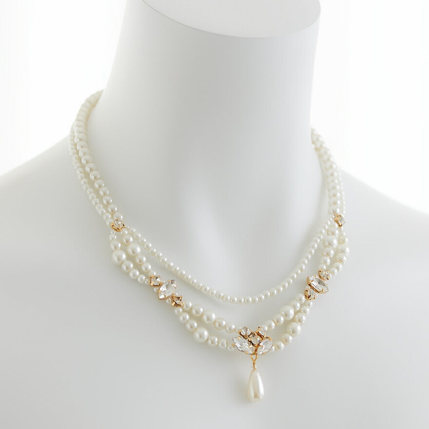 結婚式ネックレスティアドロップネックレス★パーティー用アクセサリー★パーティドレス、お呼ばれ結婚式の服装に、二次会、謝恩会や.パーティードレス、ドレスワンピースなどのお呼ばれ服にNecklaceSale！アクセサリネックレスパール