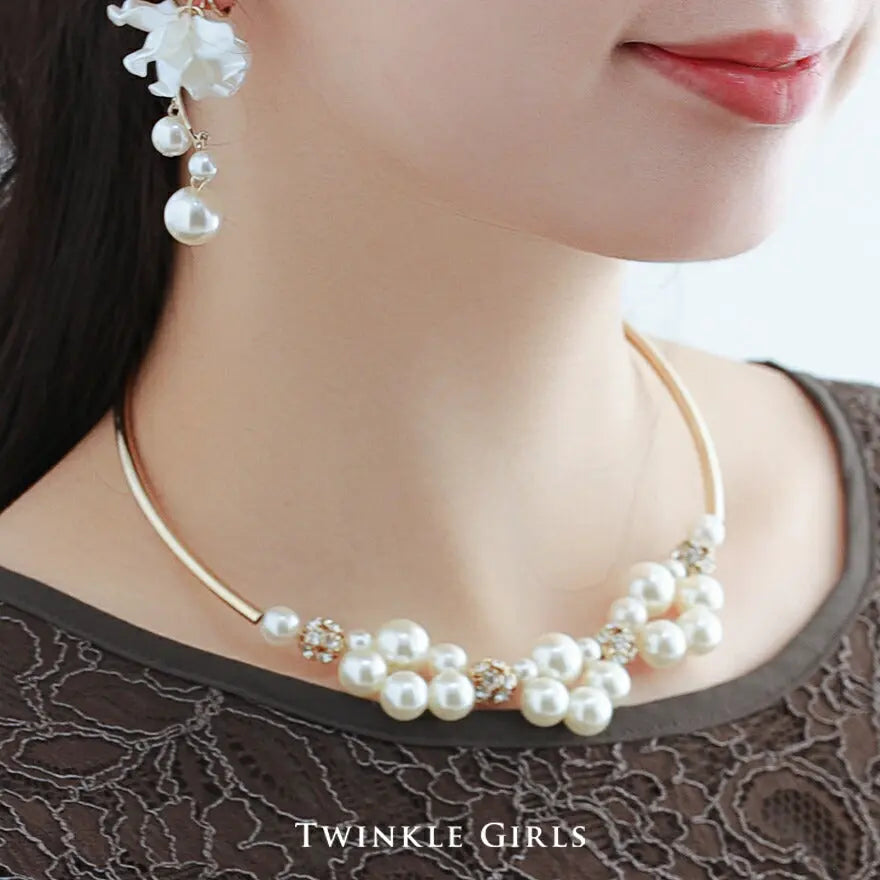 ネックレス 結婚式 お呼ばれ アクセサリー セット可能 パール パールネックレス パーティー チョーカー パーティードレス通販TwinkleGIrls