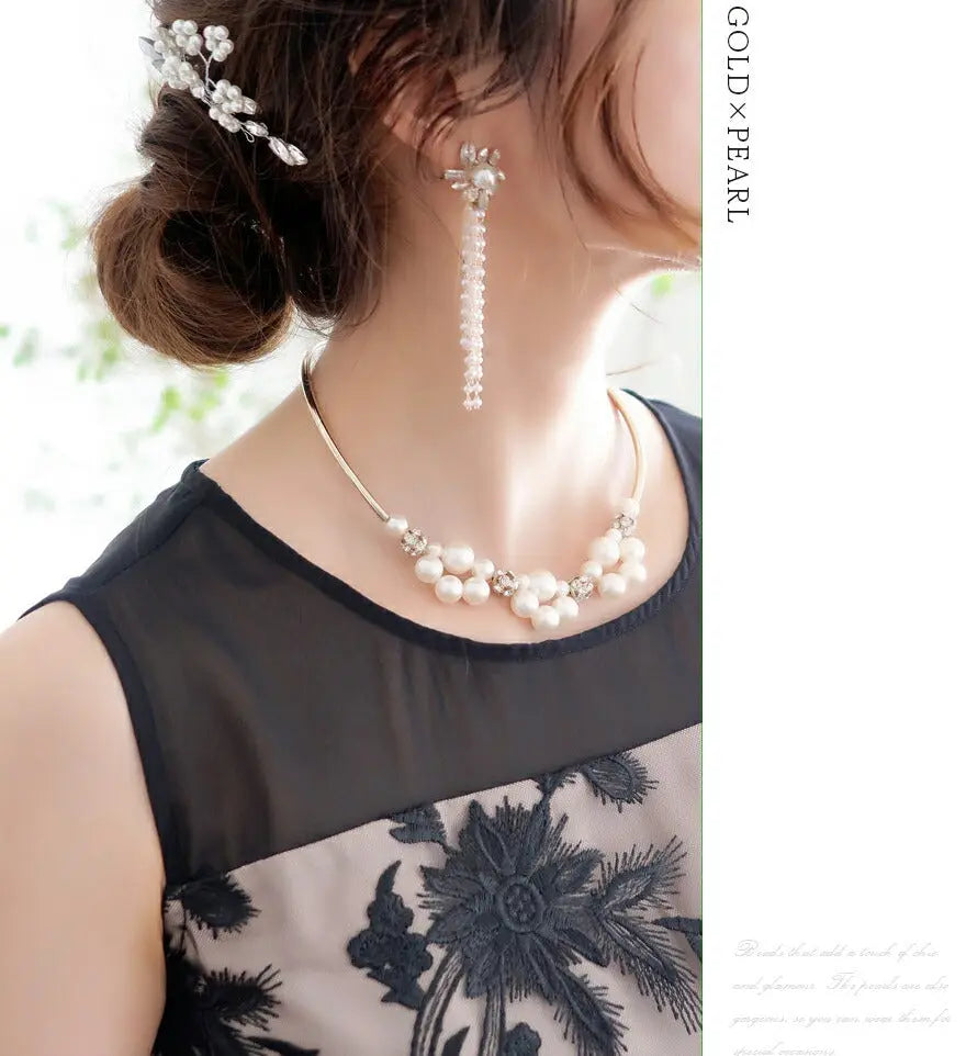 ネックレス結婚式お呼ばれアクセサリーセット可能パールパールネックレスパーティーチョーカー