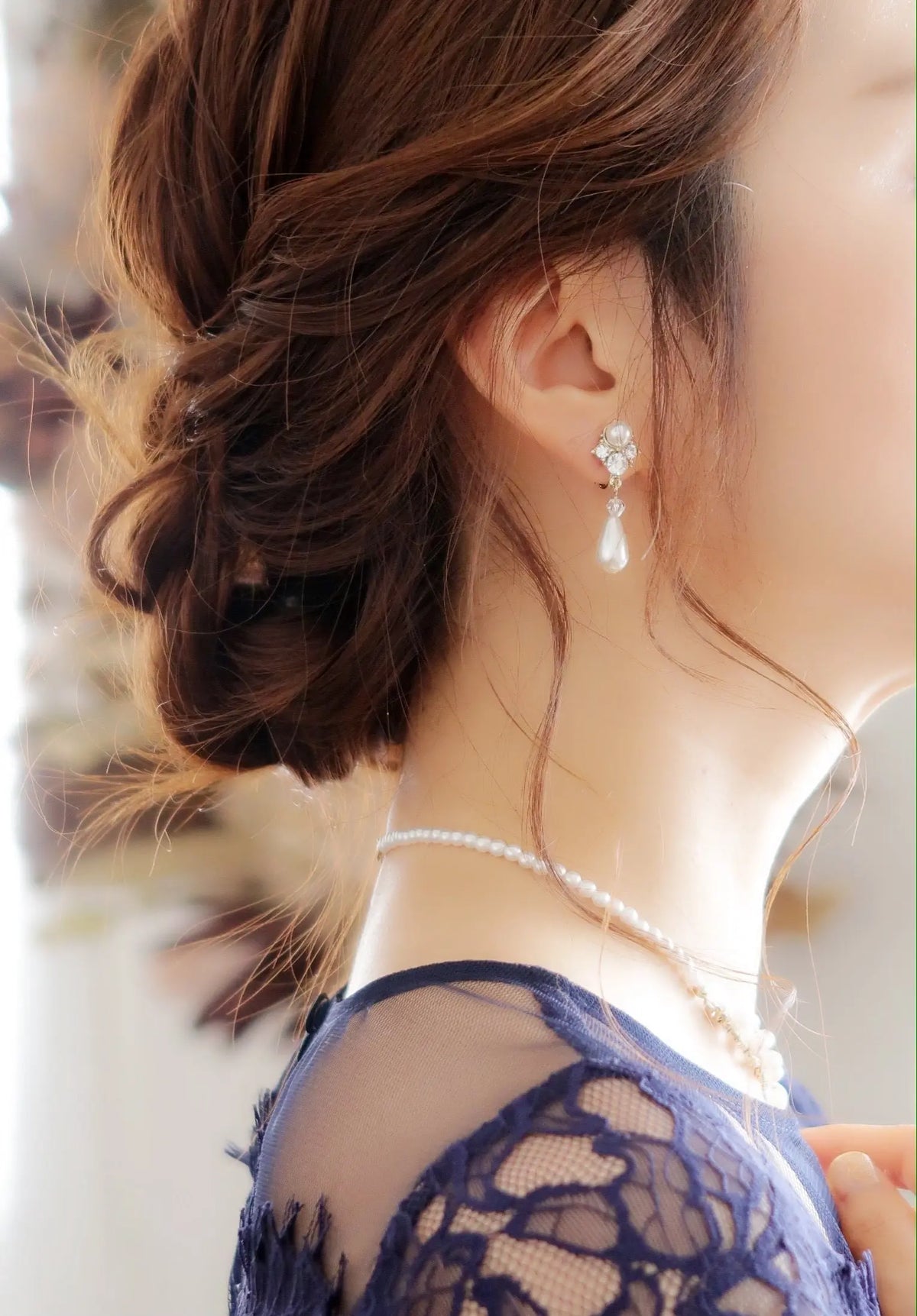 結婚式ネックレスお呼ばれアクセサリーセット可能パーティーパールパールネックレス3WAY