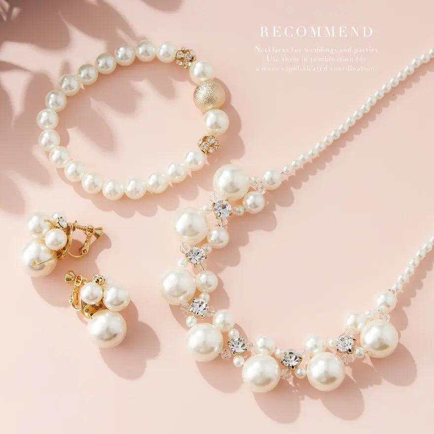 結婚式ネックレスお呼ばれアクセサリーセット可能パーティーパールパールネックレス