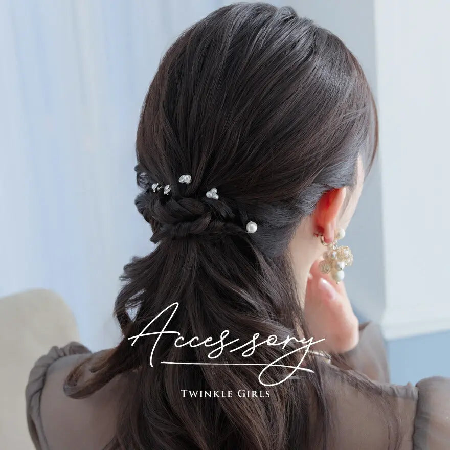 ヘアピンパール結婚式Uピンアクセサリーヘアアクセサリーゲストパーティーヘアピンヘアアクセシルバーお呼ばれ二次会