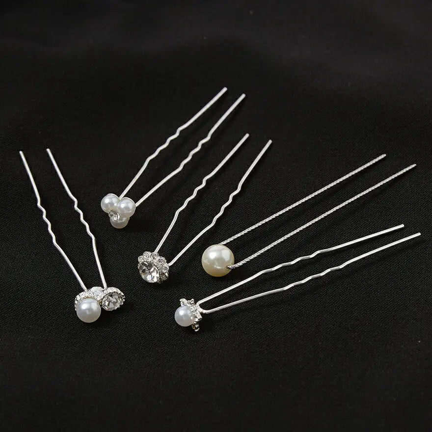 ヘアピンパール結婚式Uピンアクセサリーヘアアクセサリーゲストパーティーヘアピンヘアアクセシルバーお呼ばれ二次会