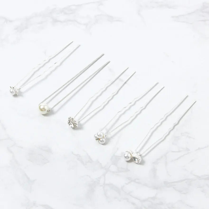 ヘアピンパール結婚式Uピンアクセサリーヘアアクセサリーゲストパーティーヘアピンヘアアクセシルバーお呼ばれ二次会