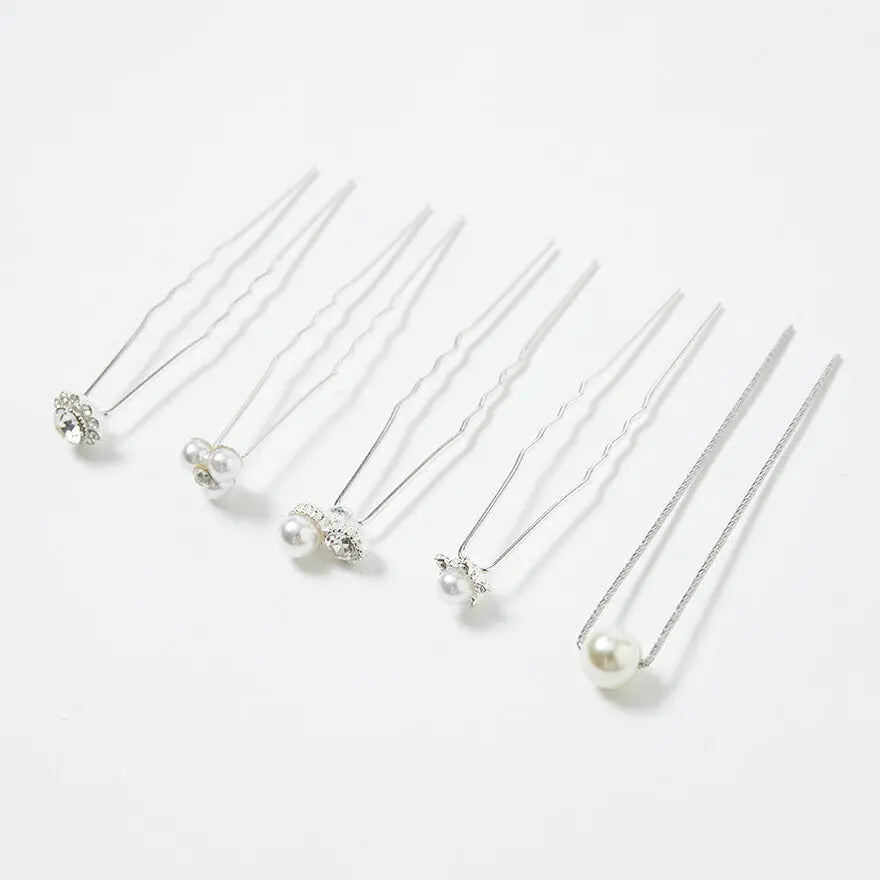 ヘアピンパール結婚式Uピンアクセサリーヘアアクセサリーゲストパーティーヘアピンヘアアクセシルバーお呼ばれ二次会