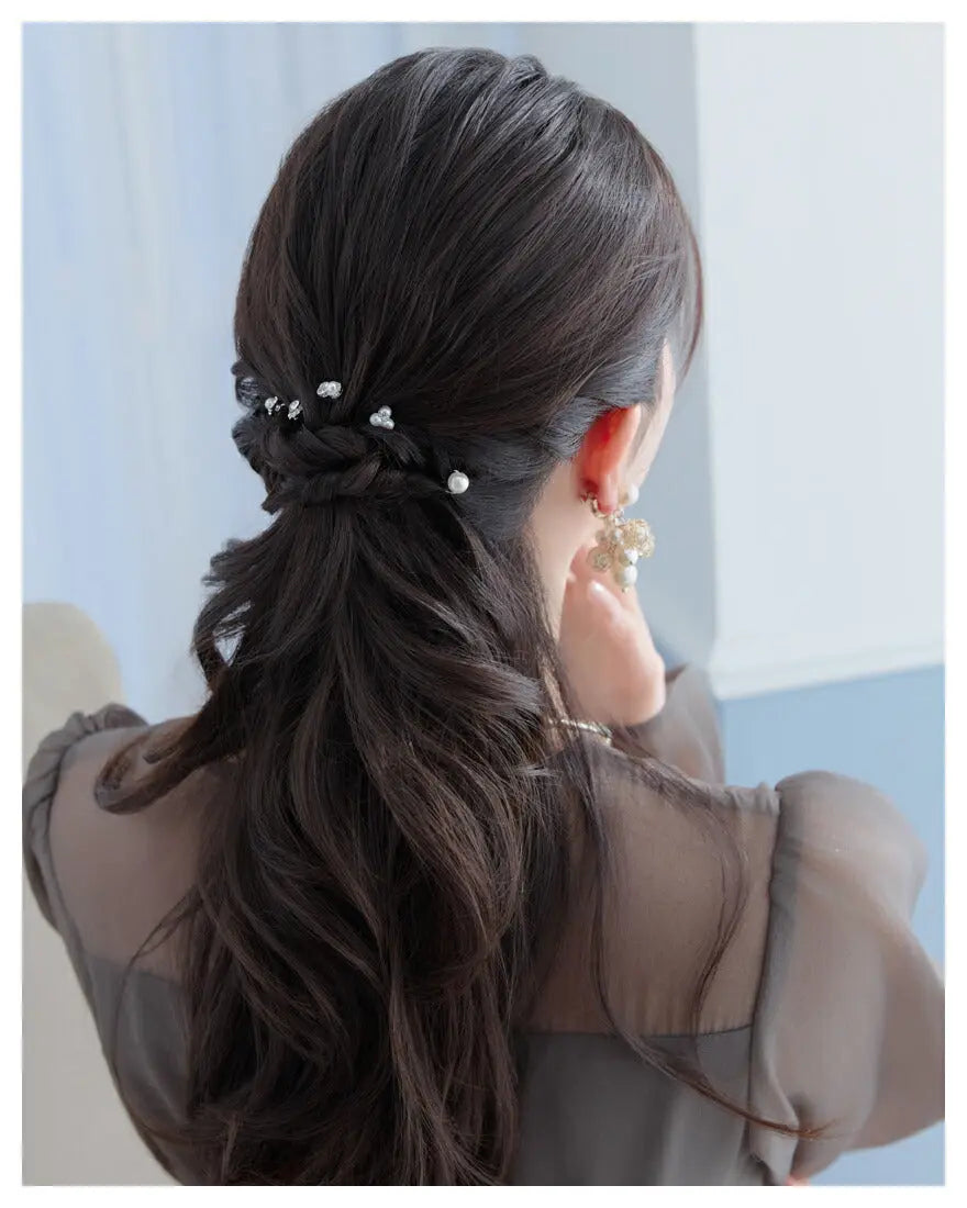 ヘアピンパール結婚式Uピンアクセサリーヘアアクセサリーゲストパーティーヘアピンヘアアクセシルバーお呼ばれ二次会