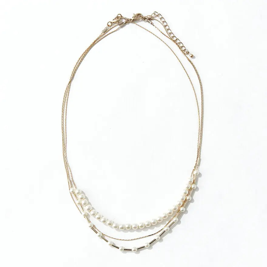 結婚式 ネックレス アクセサリー パール レディース パーティー/2本セット/重ね付け/パールネックレス/お呼ばれ/ビジュー ゴールド パーティードレス通販TwinkleGIrls