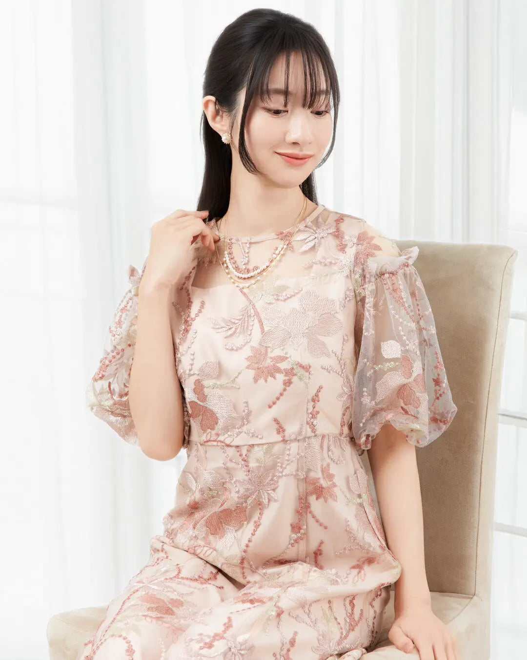 結婚式 ネックレス アクセサリー パール レディース パーティー/2本セット/重ね付け/パールネックレス/お呼ばれ/ビジュー ゴールド