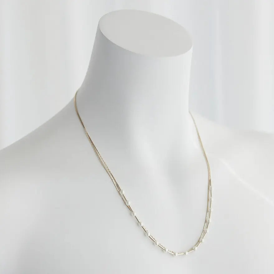 結婚式ネックレスアクセサリーパールレディースパーティー/2本セット/重ね付け/パールネックレス/お呼ばれ/ビジューゴールド