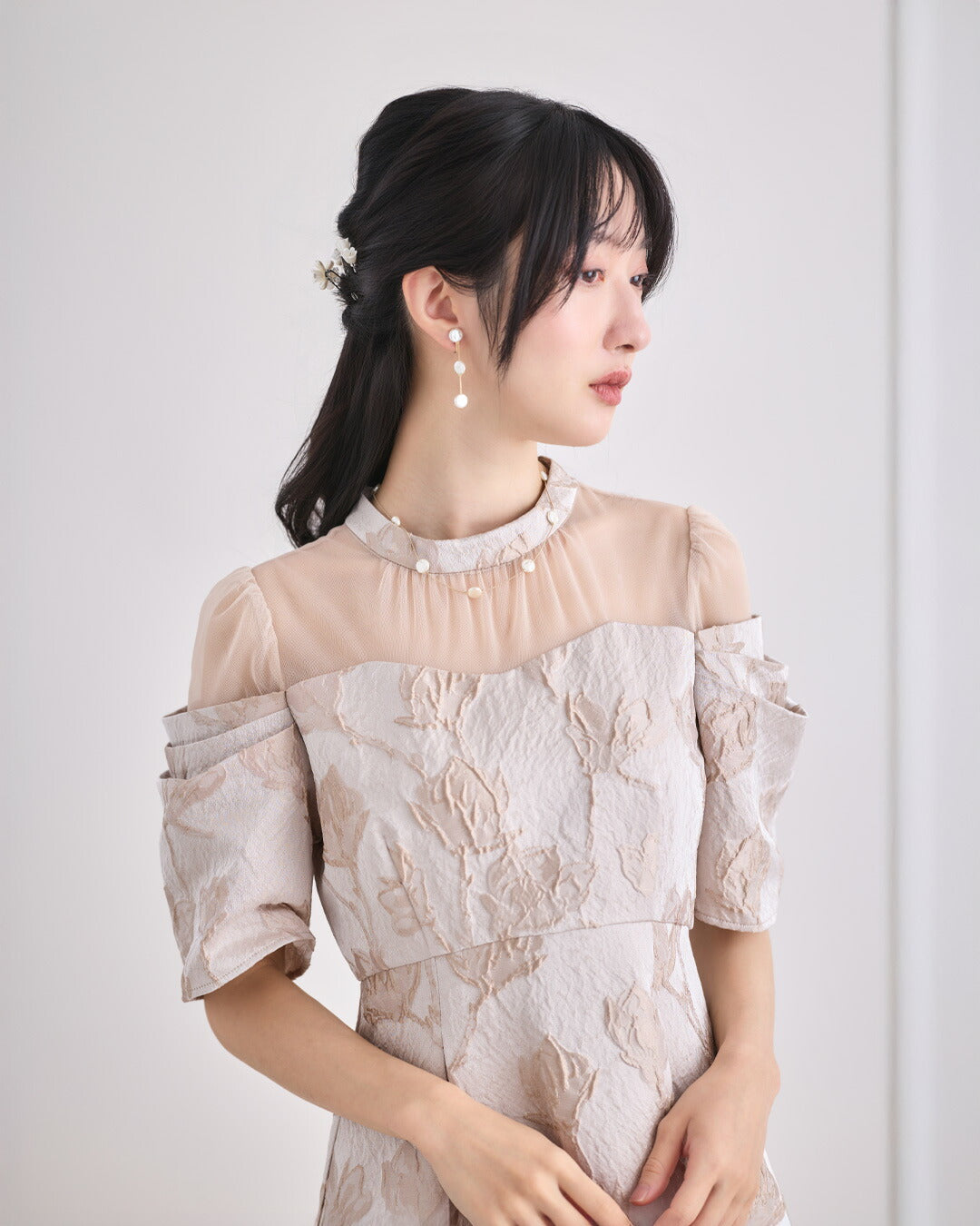 結婚式 ネックレス アクセサリー パール レディース パーティー/フラット/パールネックレス/お呼ばれ/ビジュー ゴールド