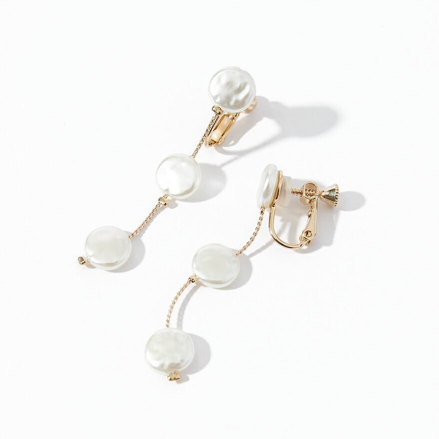 パール ピアス イヤリング 結婚式 アクセサリー 揺れる ぶら下がり レディース パーティー/フラット/セット可能/お呼ばれ/ ゴールド パーティードレス通販TwinkleGirls